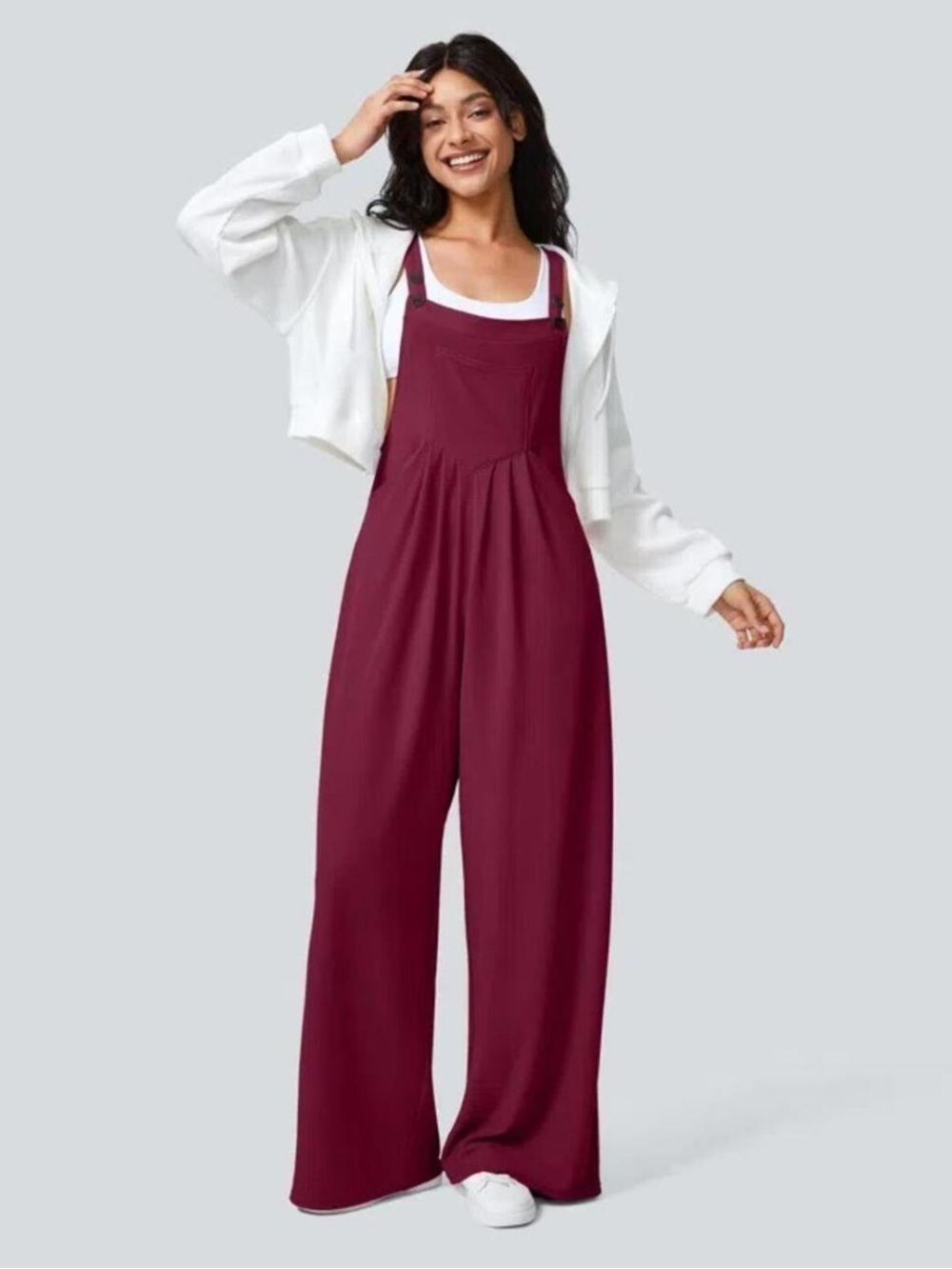 HALARA Overalls Cranberry Burgundy Jumpsuit Wide Leg Jumper Women's M NWT
